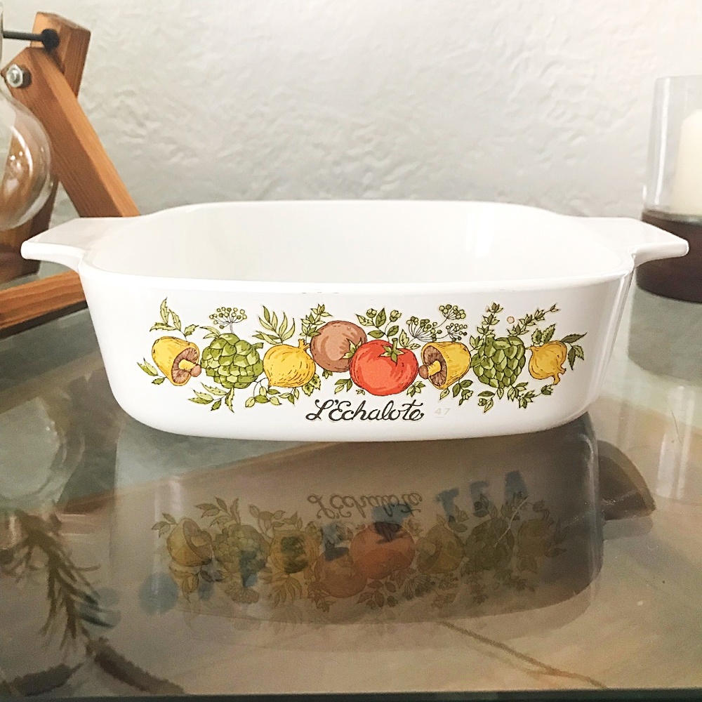 Vintage Corning Ware Spice of Life L’Echalote A-1-B 1 Liter Casserole Dish 7”